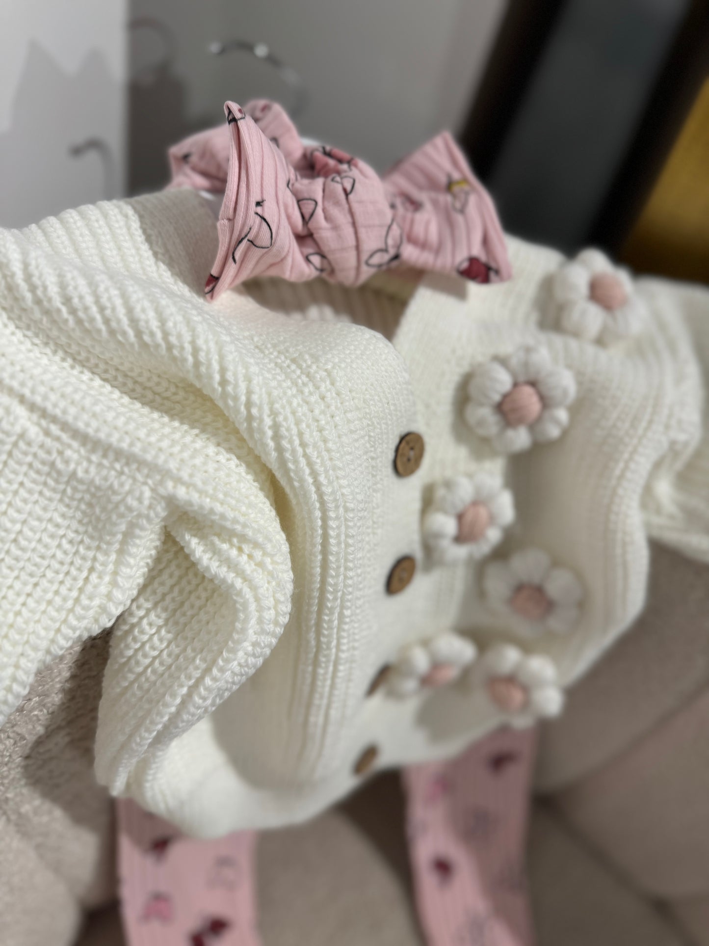In stock spring handmade leggings and bow cotton set butterfly