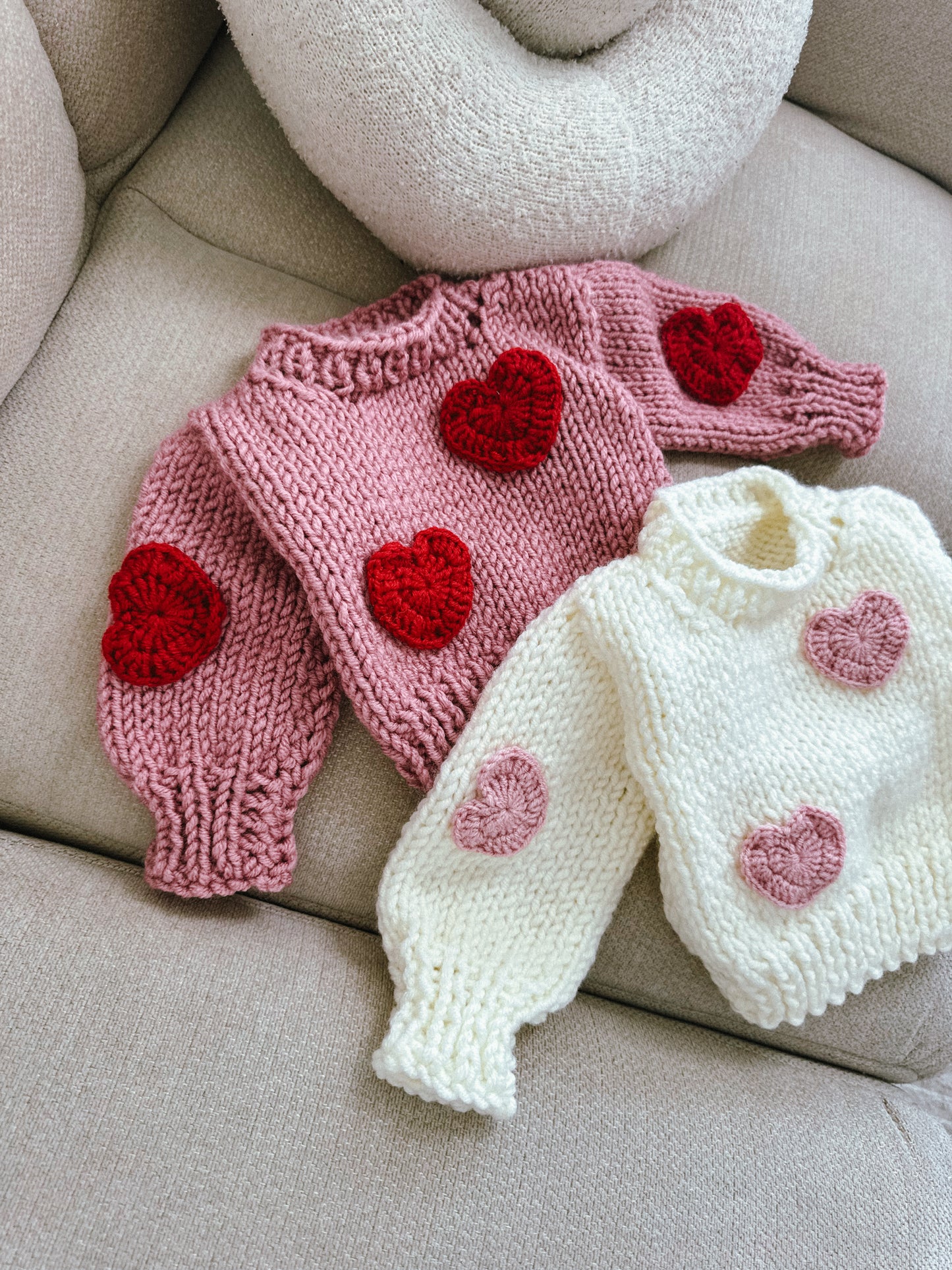 Handknitted heart in stock spring jumper