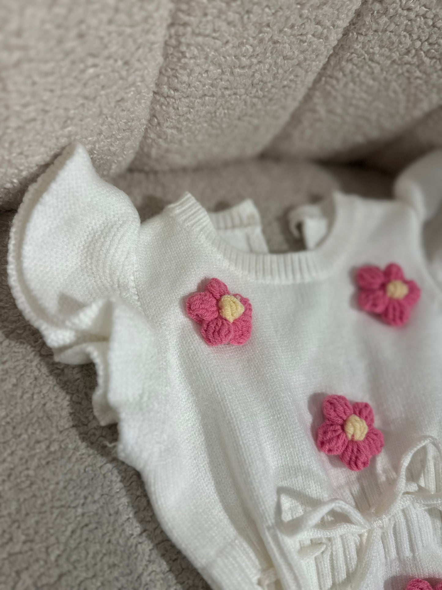 Handmade flower cotton rompers