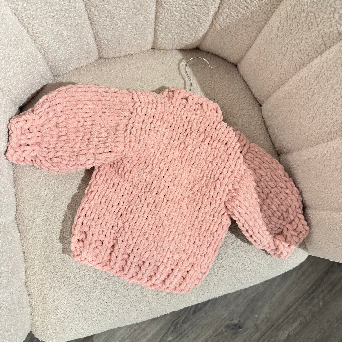 Pre order Soft handknit cardigan with knitted flowers