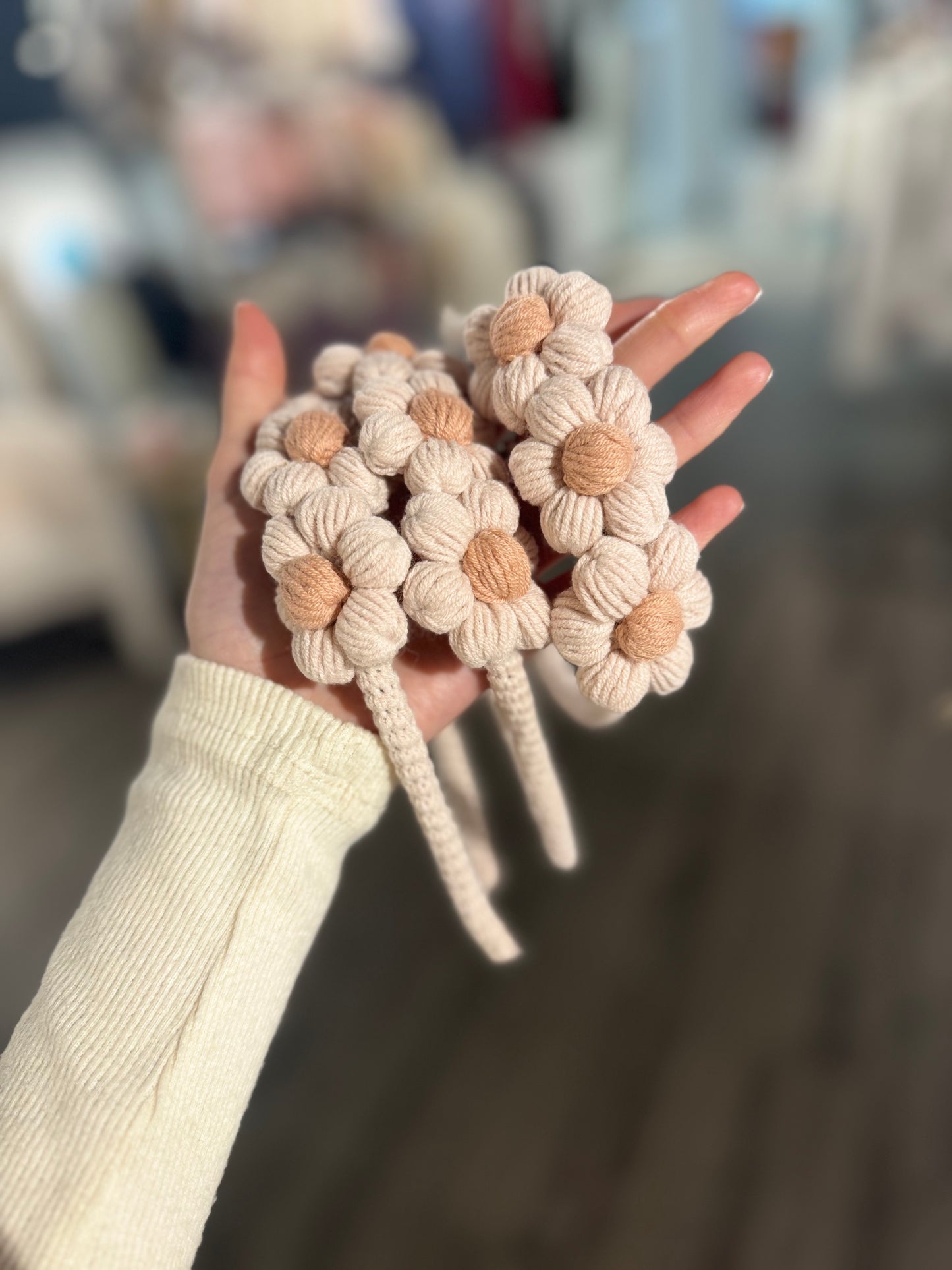 In stock flower handknitted headband