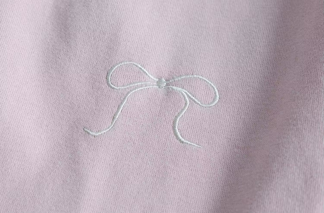 Spring lace trim bow joggers