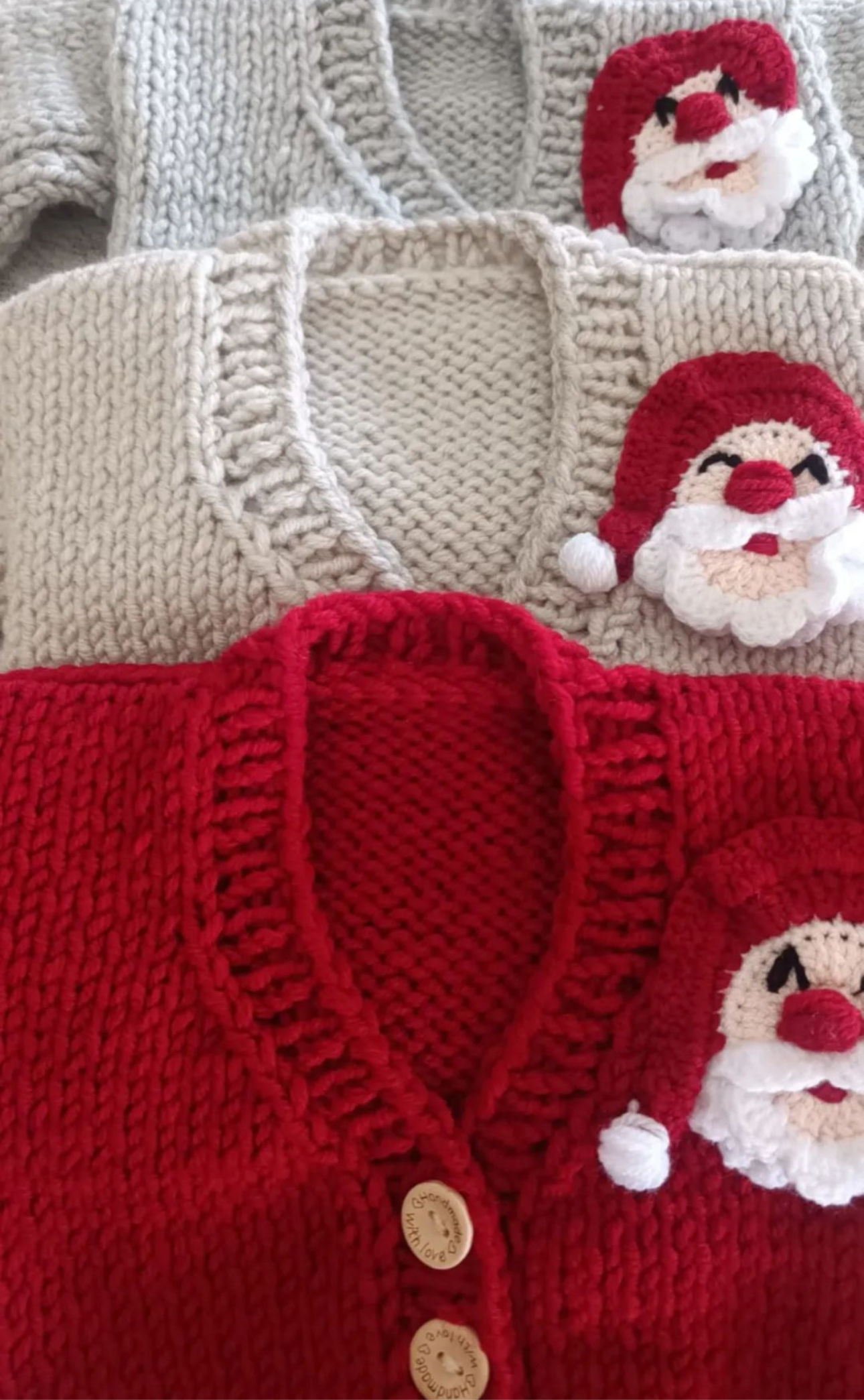 Pre order hand knitted Father Christmas cardigan