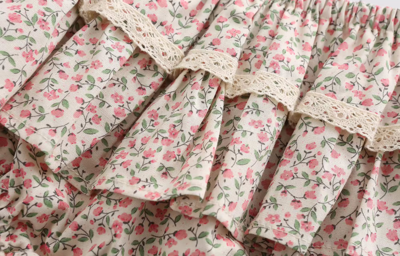 Summer boho pink tie back top/bloomers