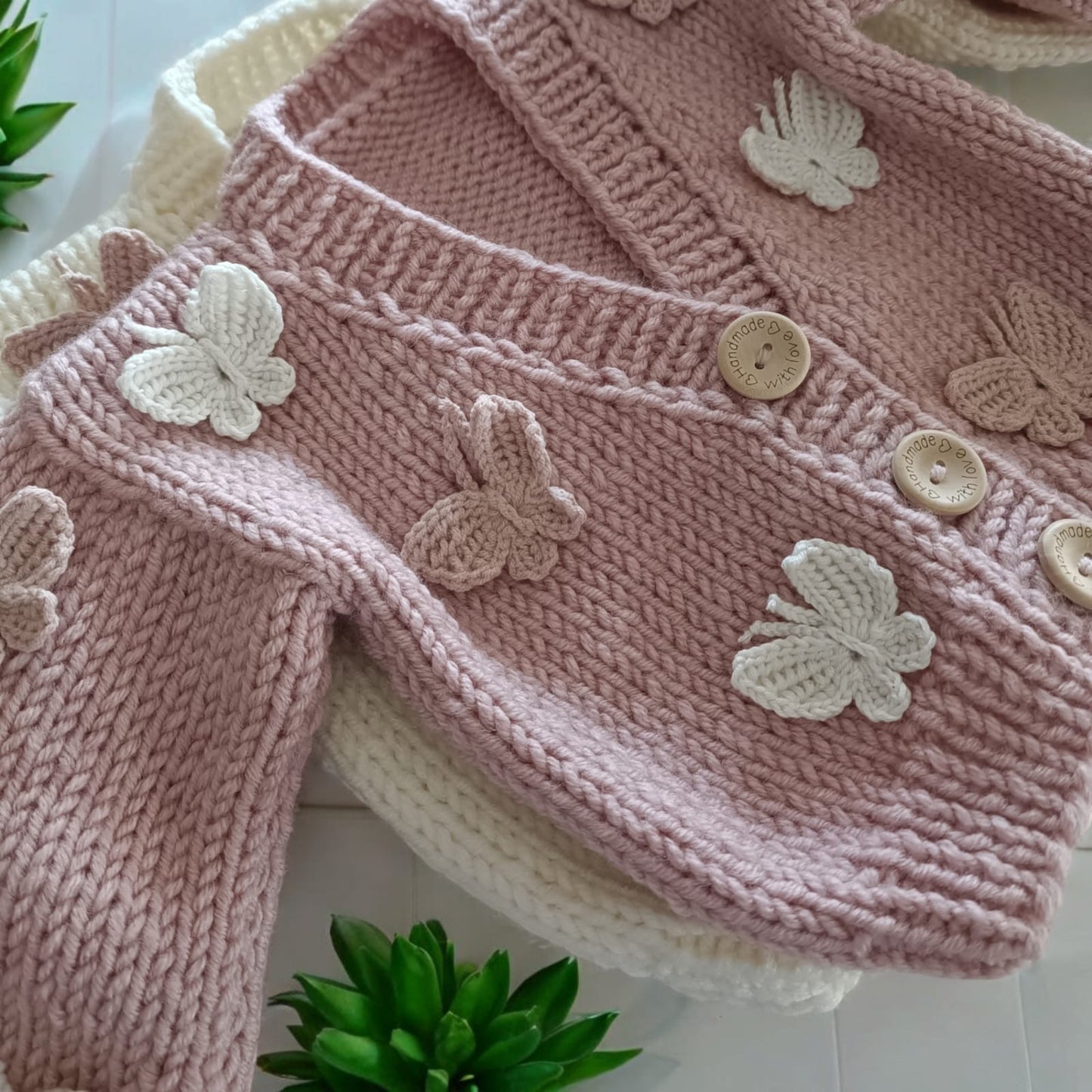 Butterfly handknit cardigan pre order (100% organic wool)