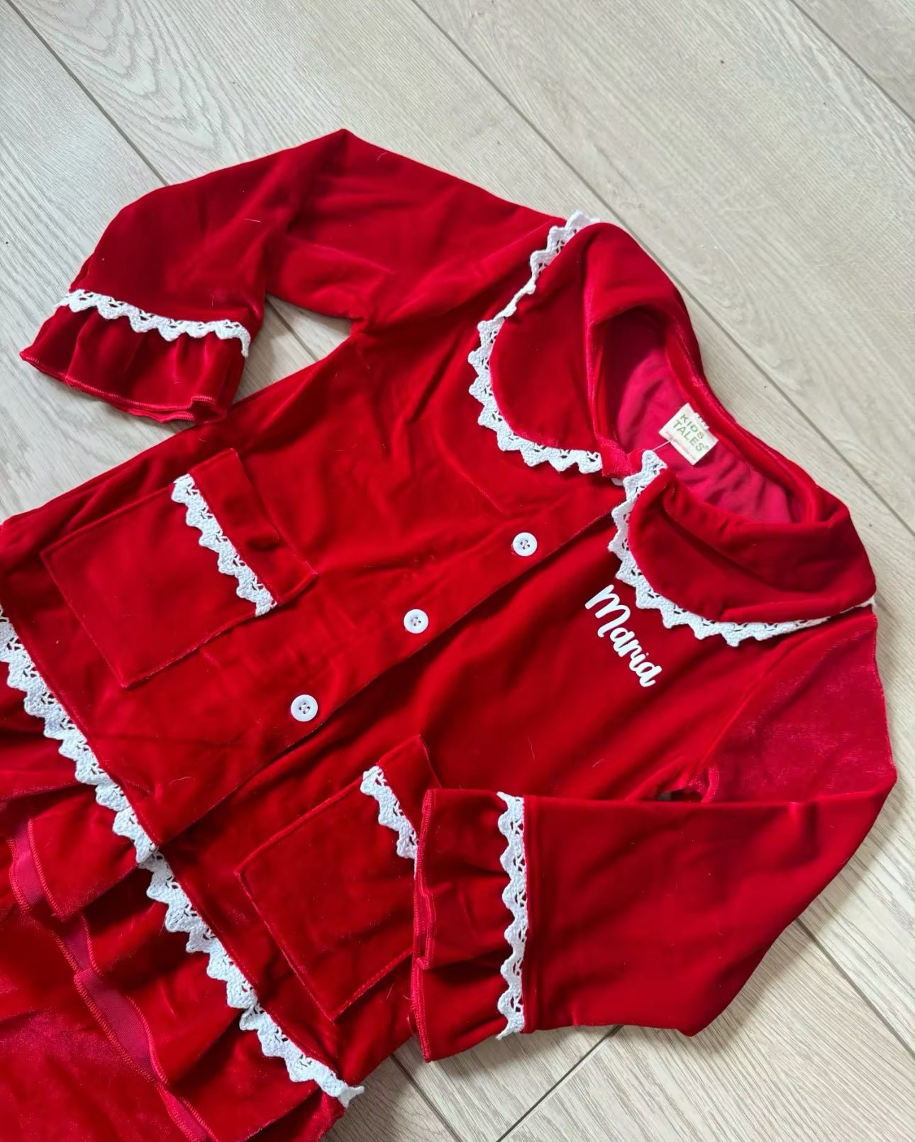 Pre order name personalised Christmas velour pyjamas