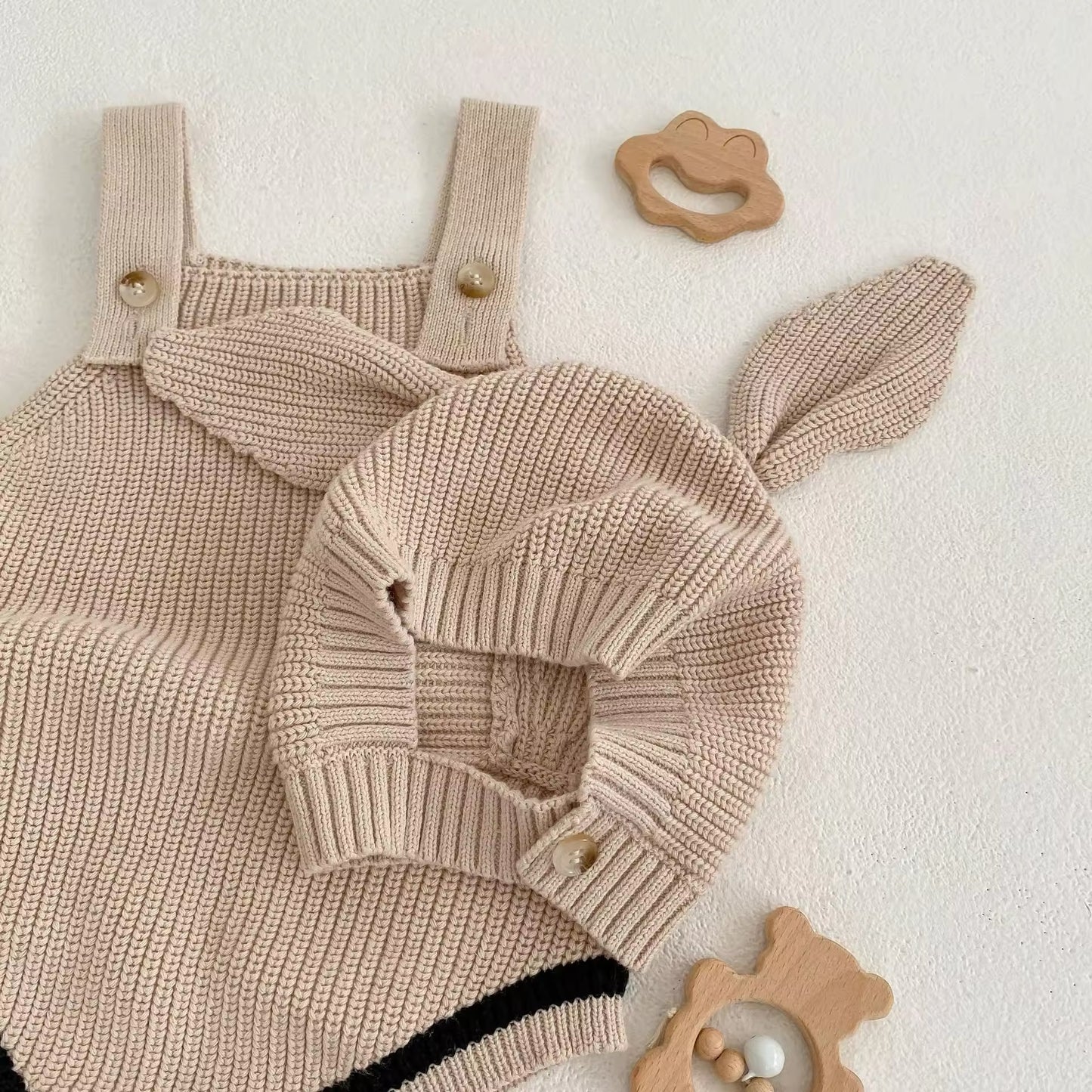 Pre order beige and black stripe knit collection (dungarees only)