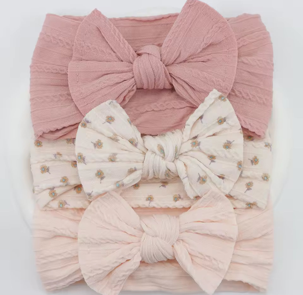 3 pack headband set pink /floral/baby pink