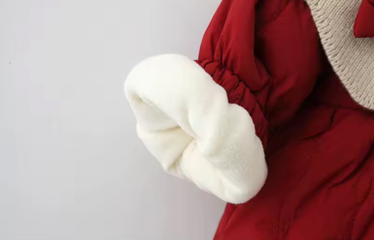 Knitted trim bow coats