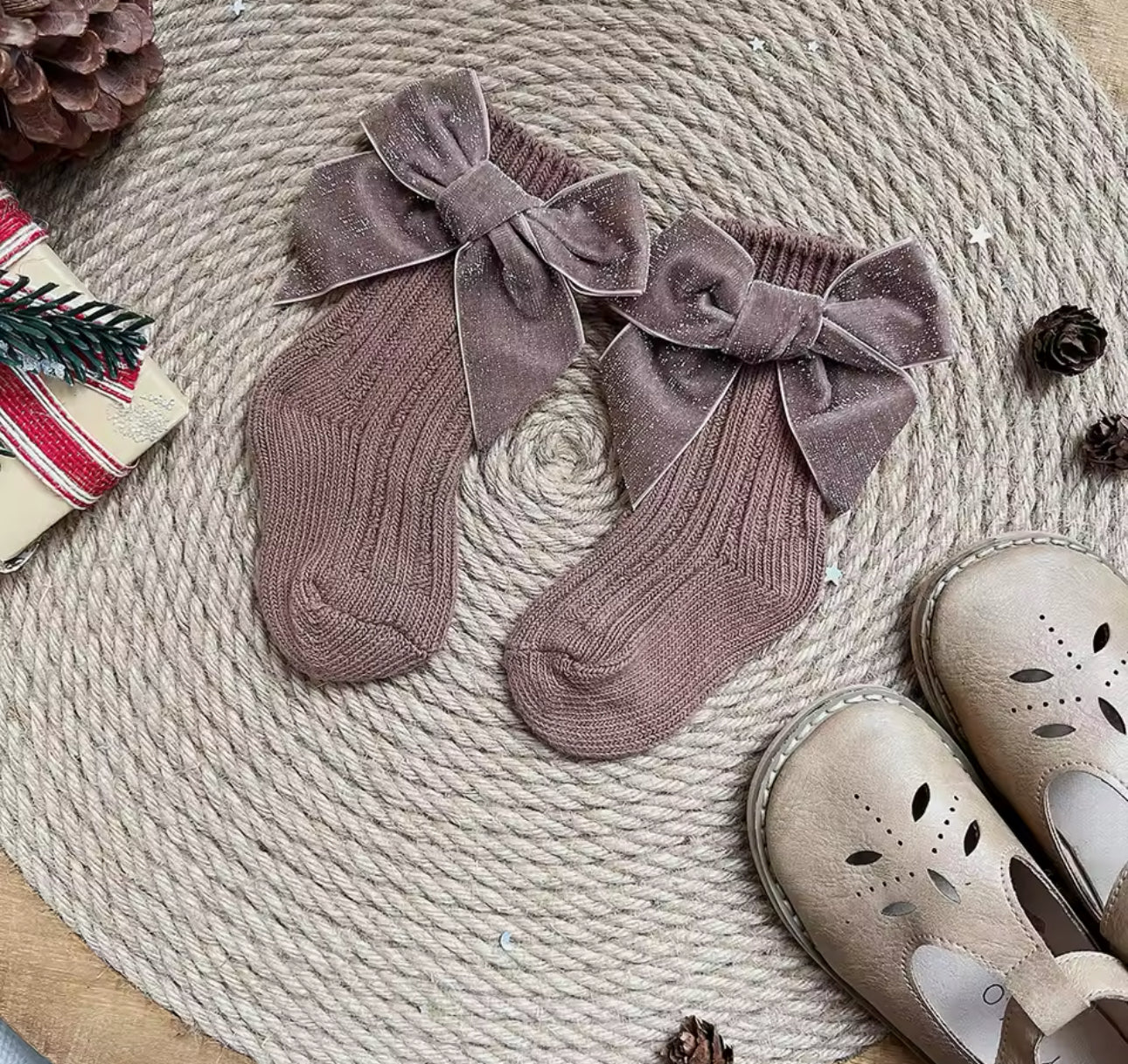 Pre order sparkle velour Christmas socks