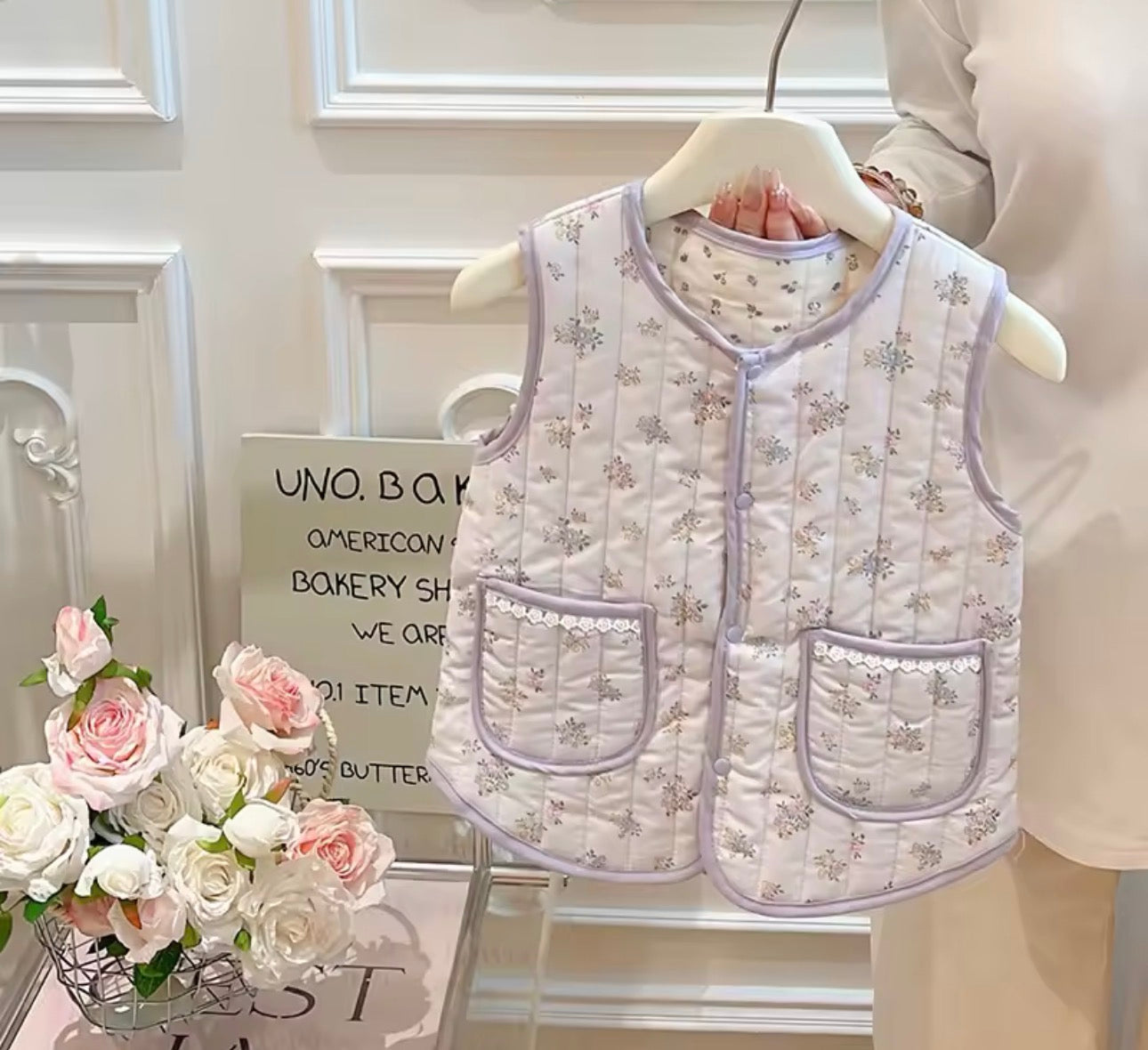 Padded floral gilet