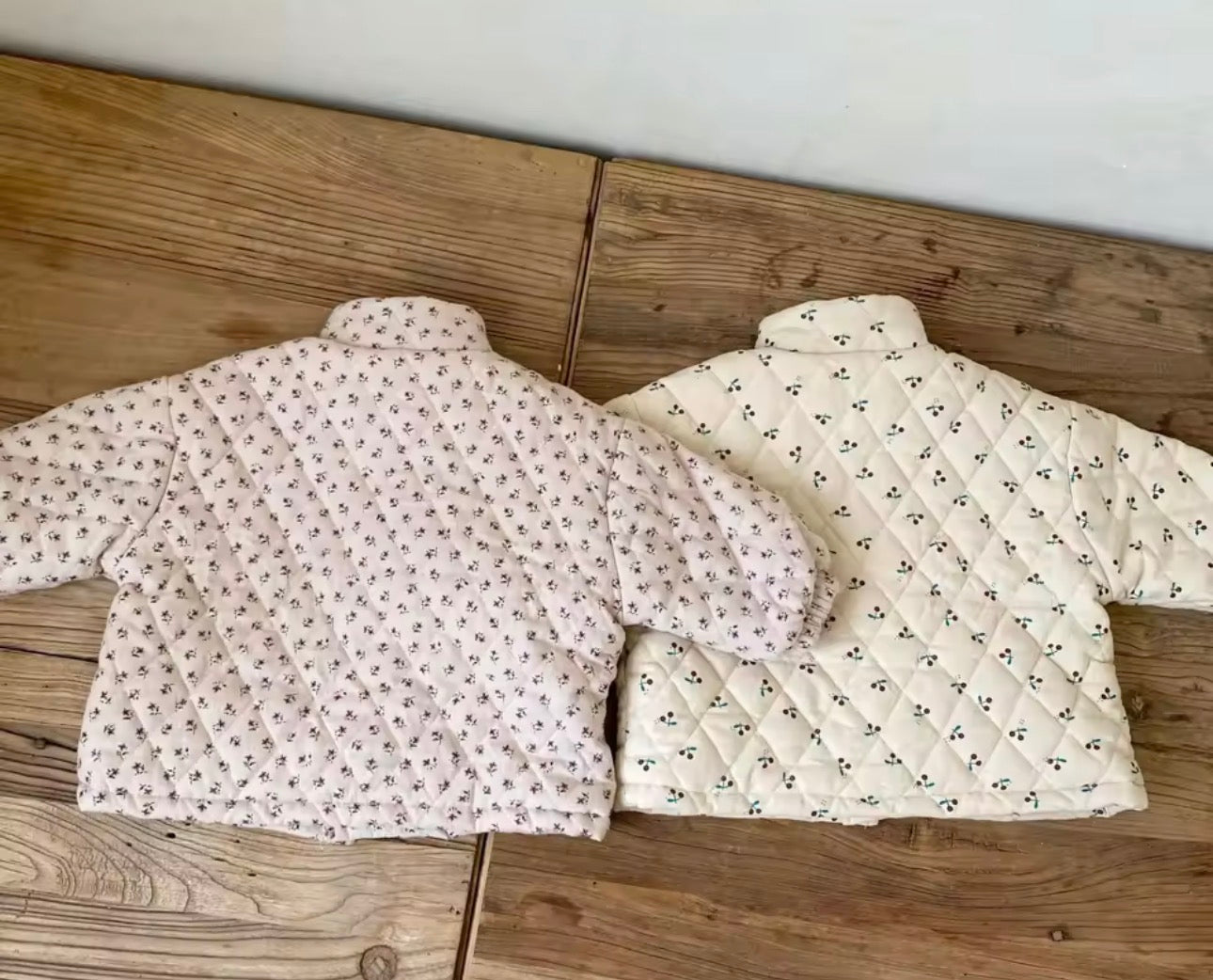 Cherry/floral print padded jackets