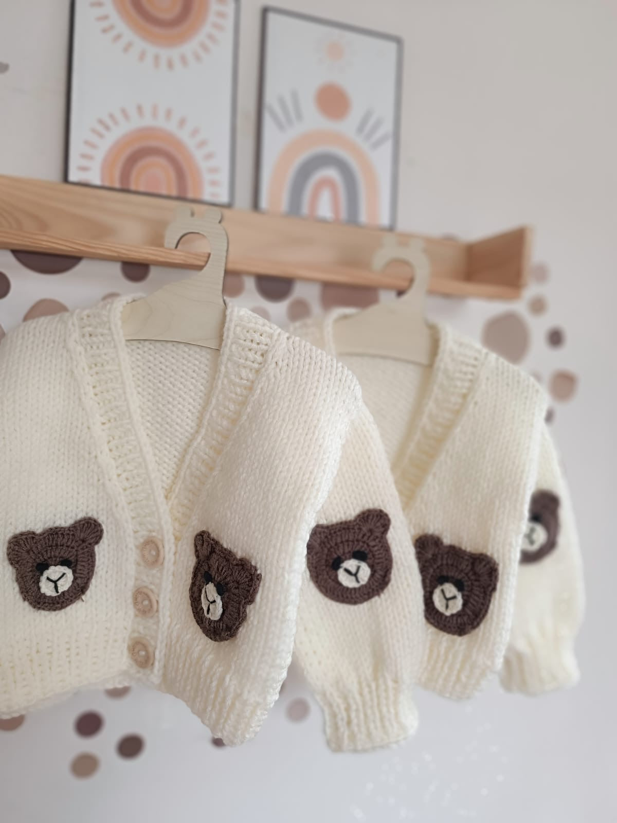 Pre order Hand knitted teddy bear cardigan/ jumper
