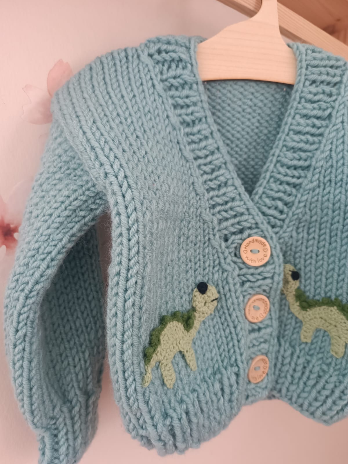 Pre order dinosaur handknitted cardigan