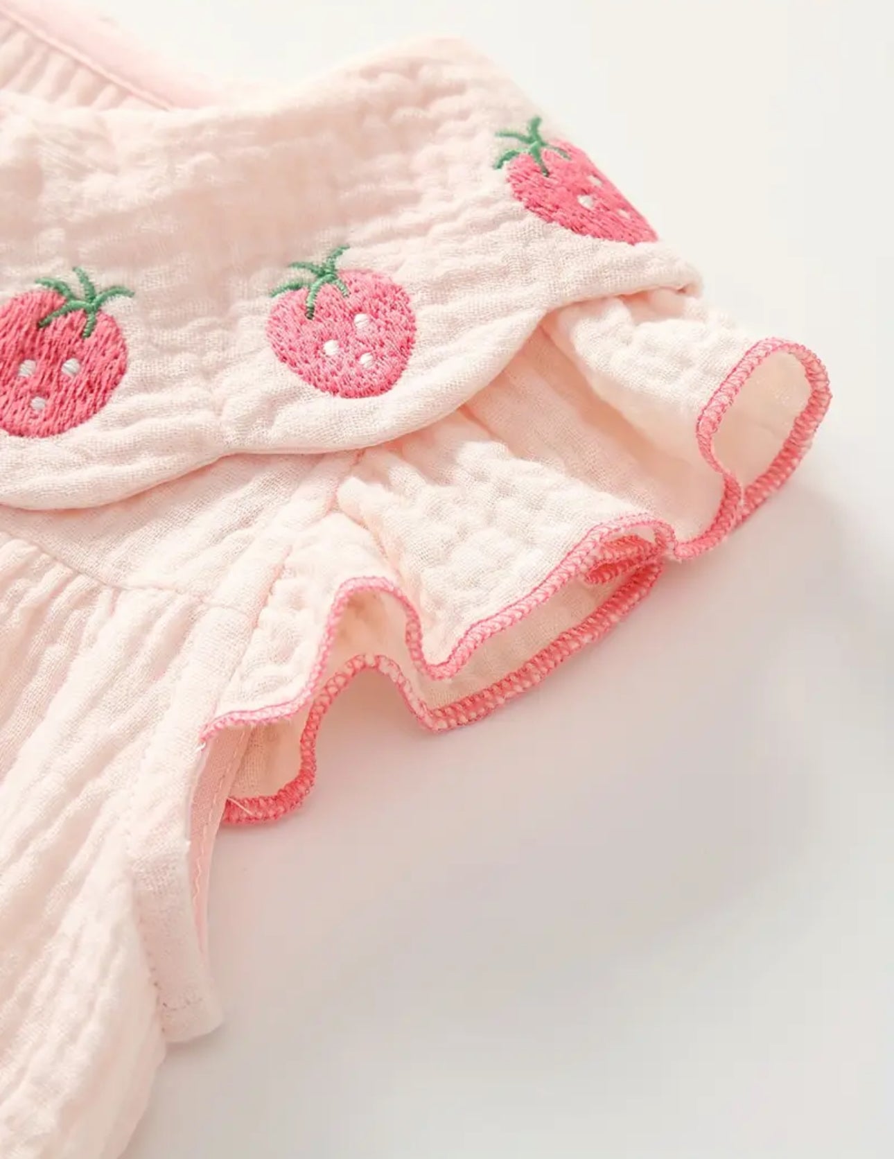 Pre order summer cotton strawberry embroidered romper and headband
