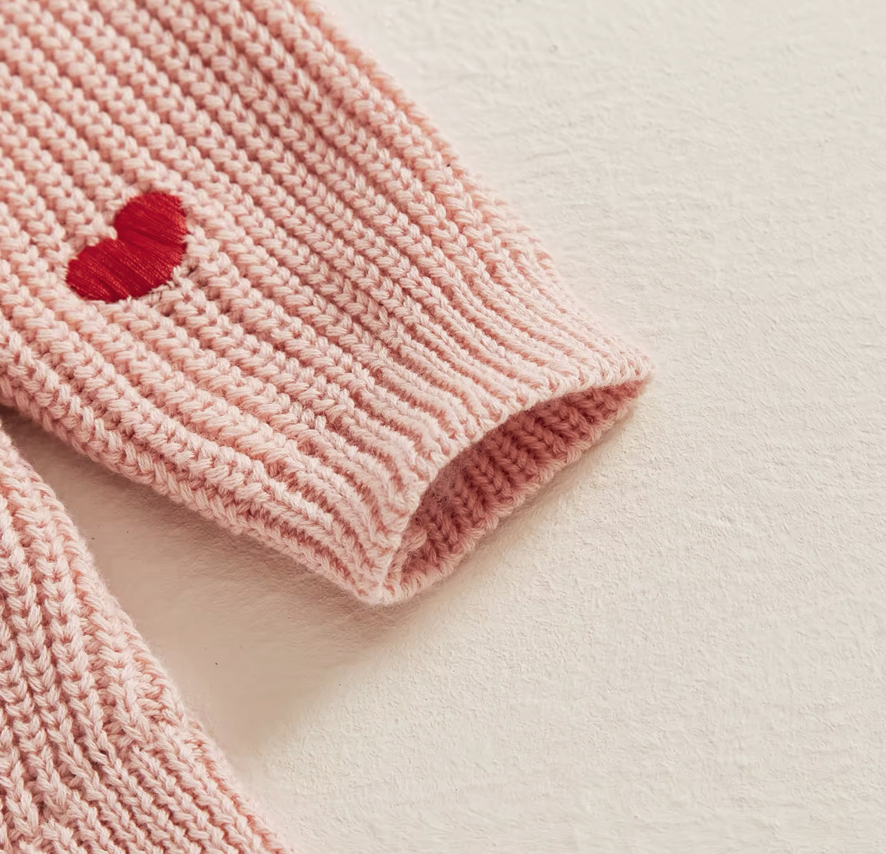 Pre order Valentines chunky knit embroidered heart rompers