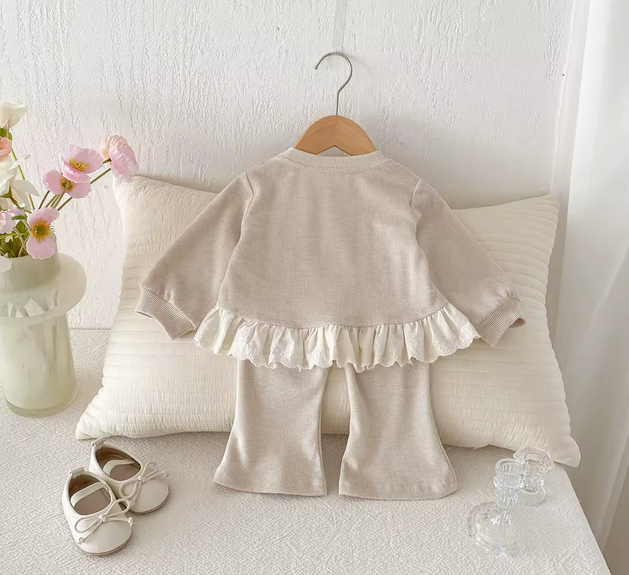 Spring two piece lace trim bow set (pre order)