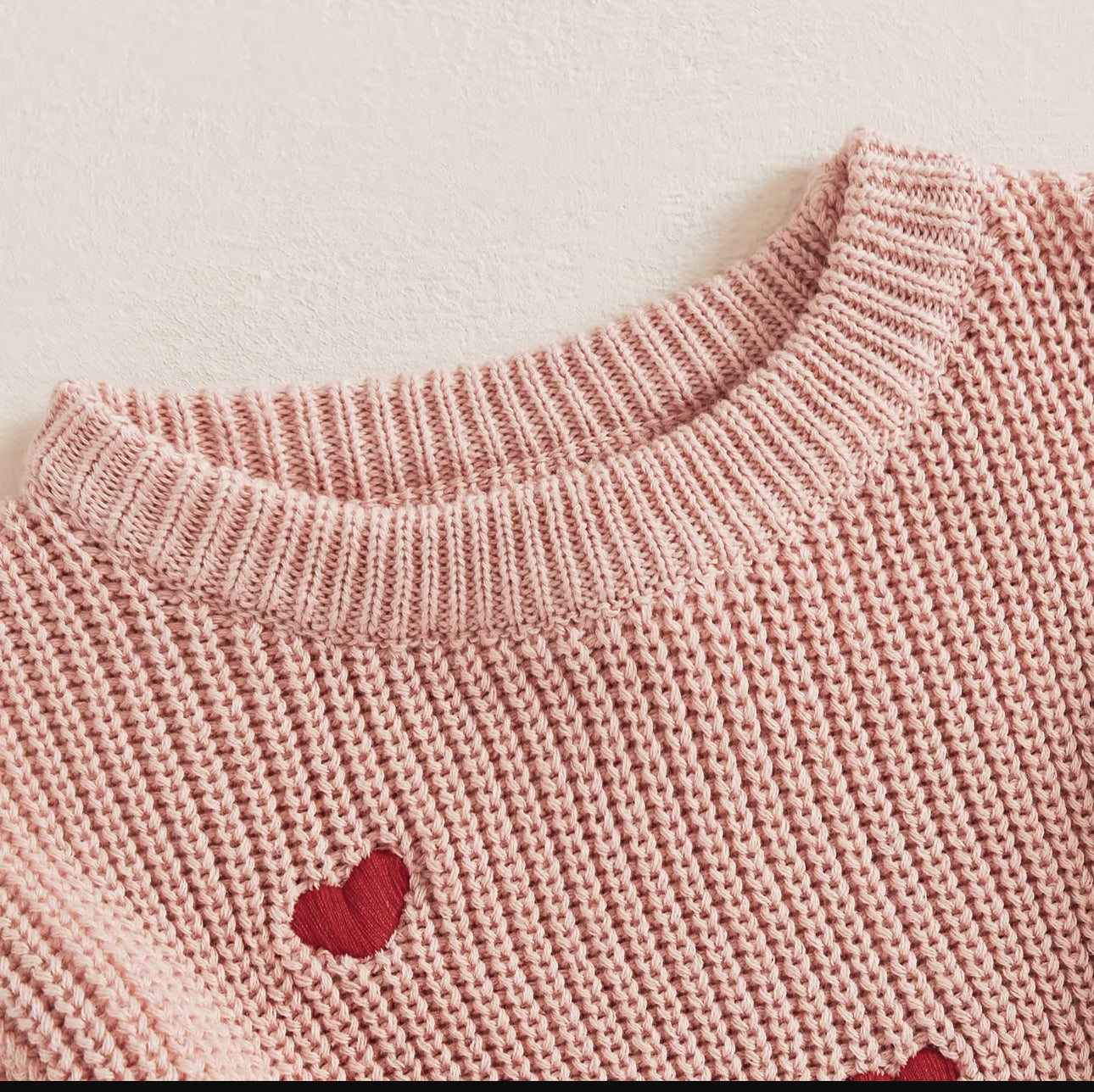 Pre order Valentines chunky knit embroidered heart rompers