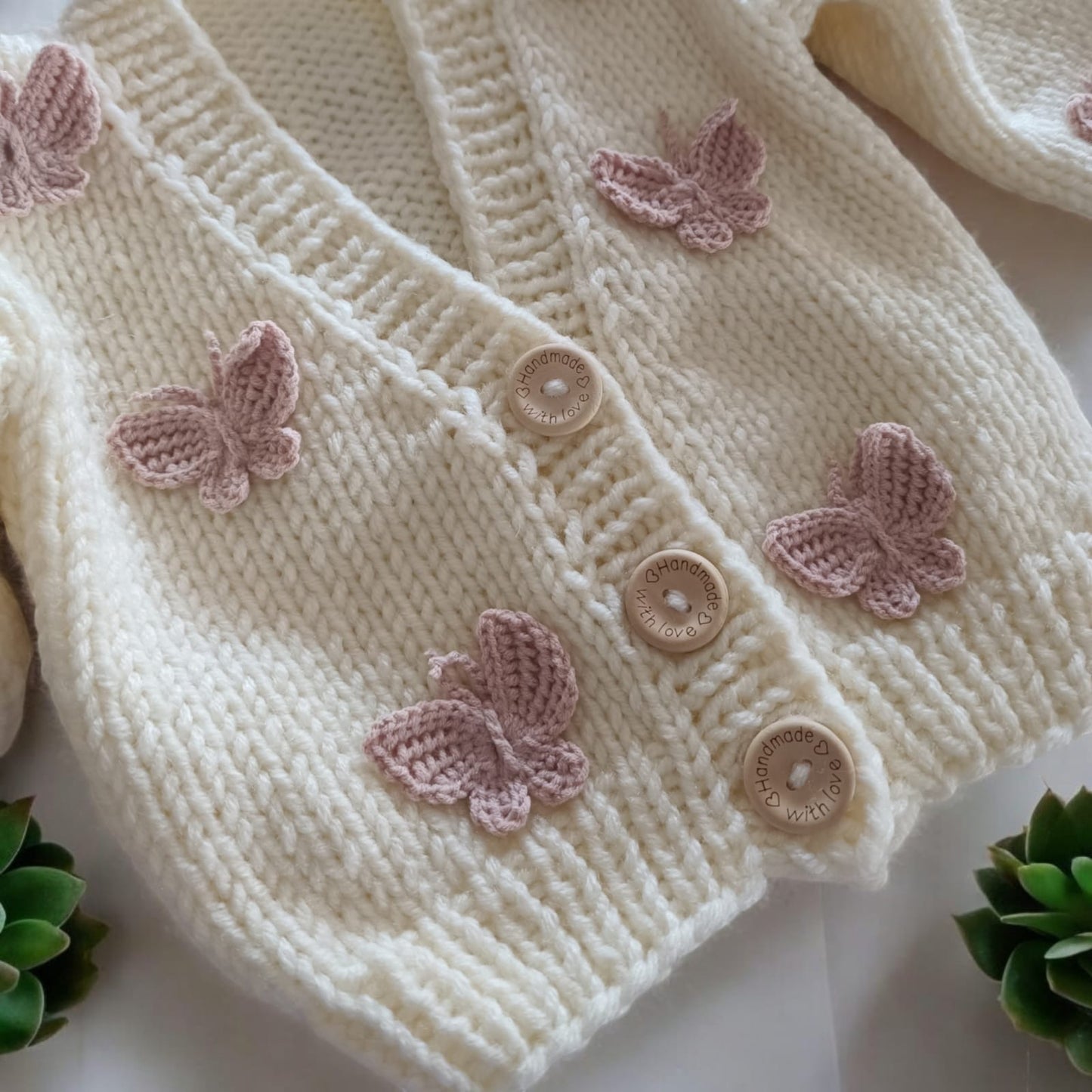 Butterfly handknit cardigan pre order (100% organic wool)