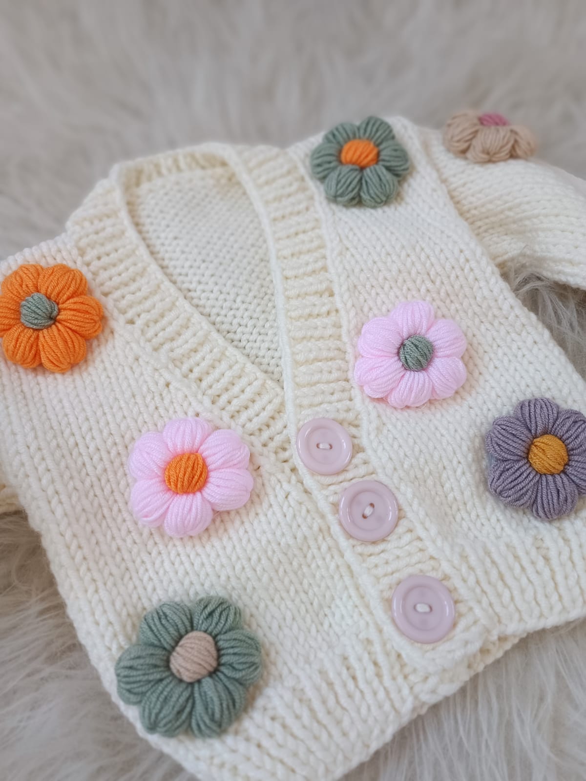In stock pumpkin patch style handknit cardigan