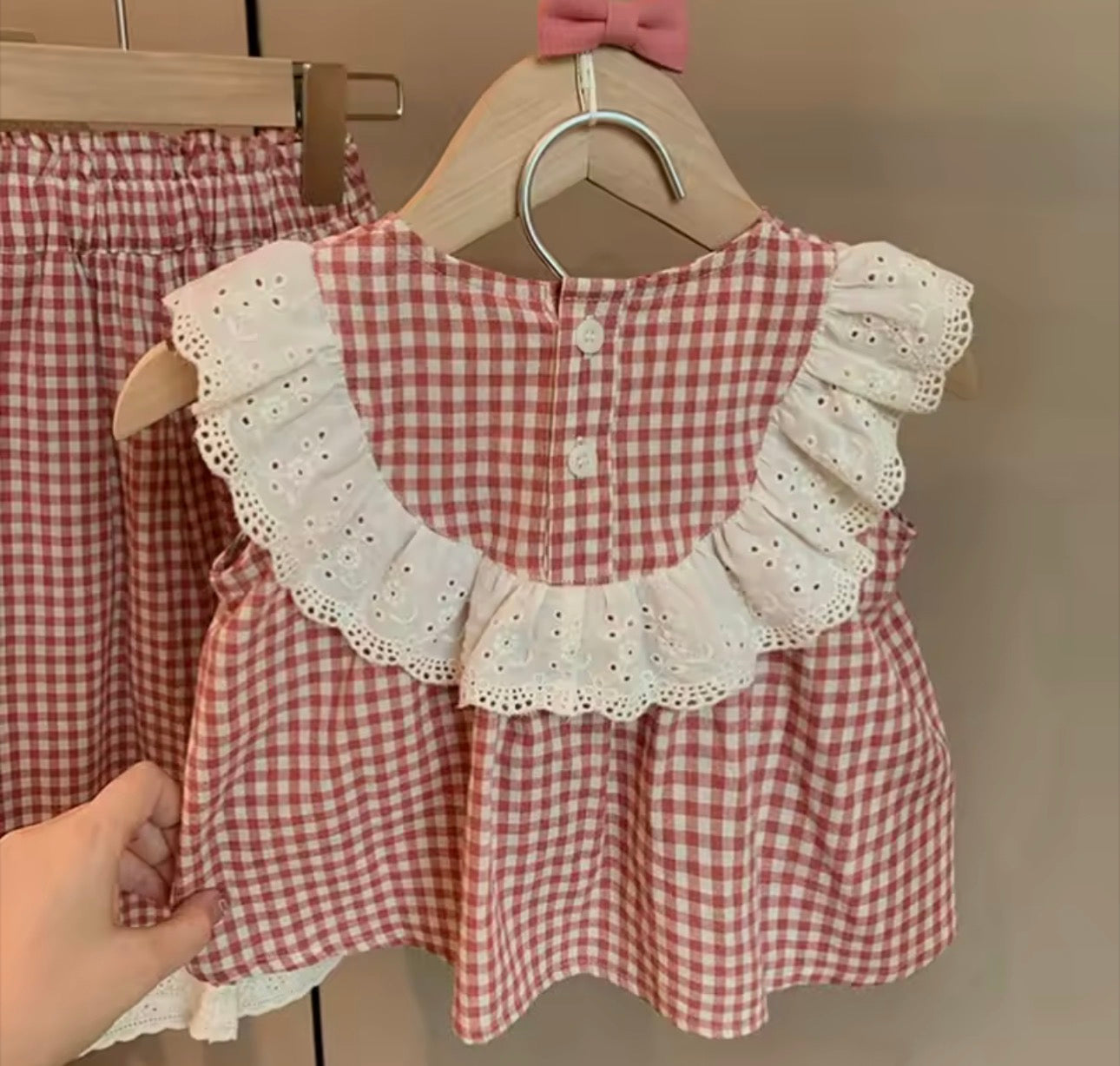 Red gingham two piece set