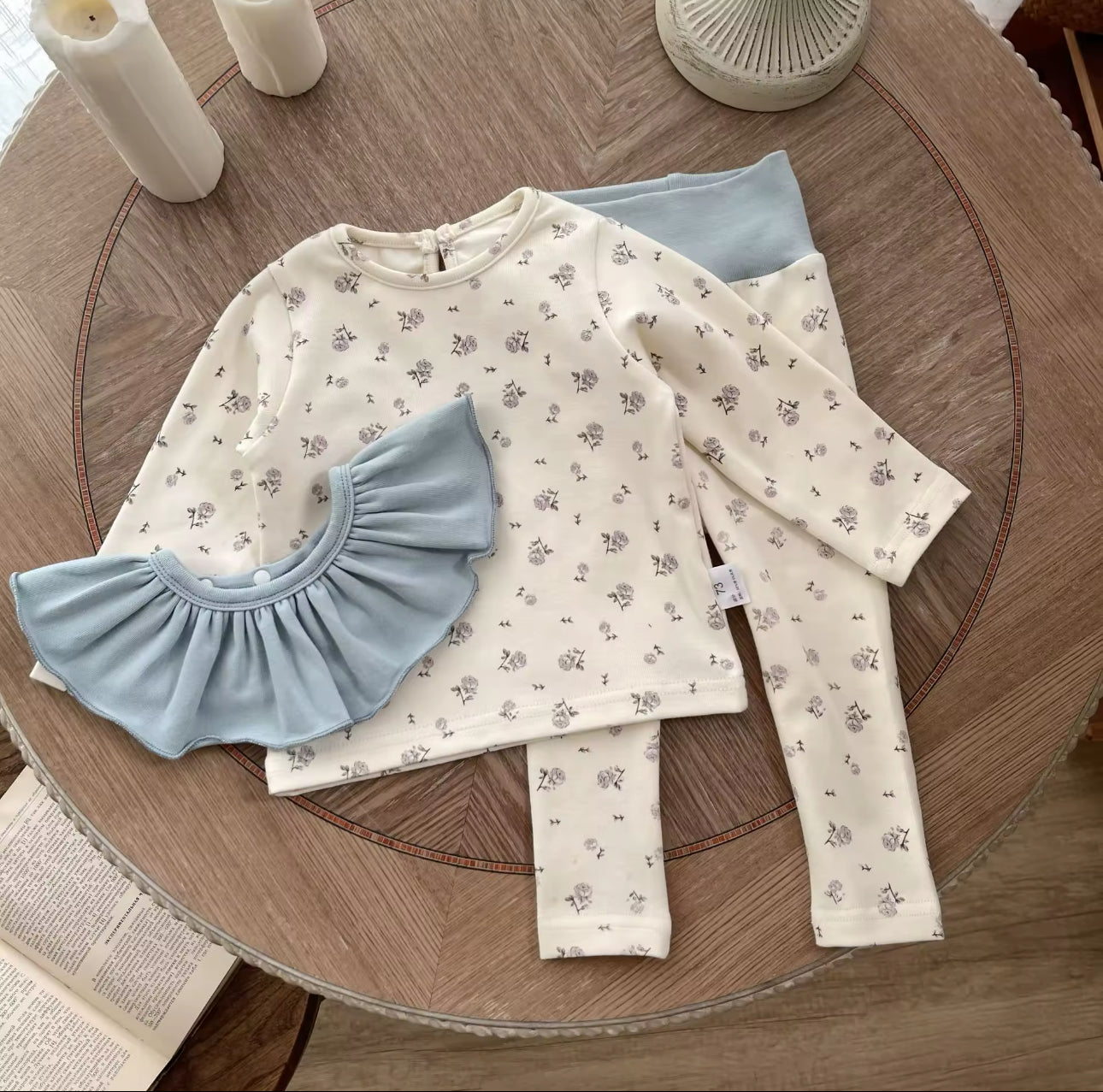 Pre order soft cotton baby blue floral set