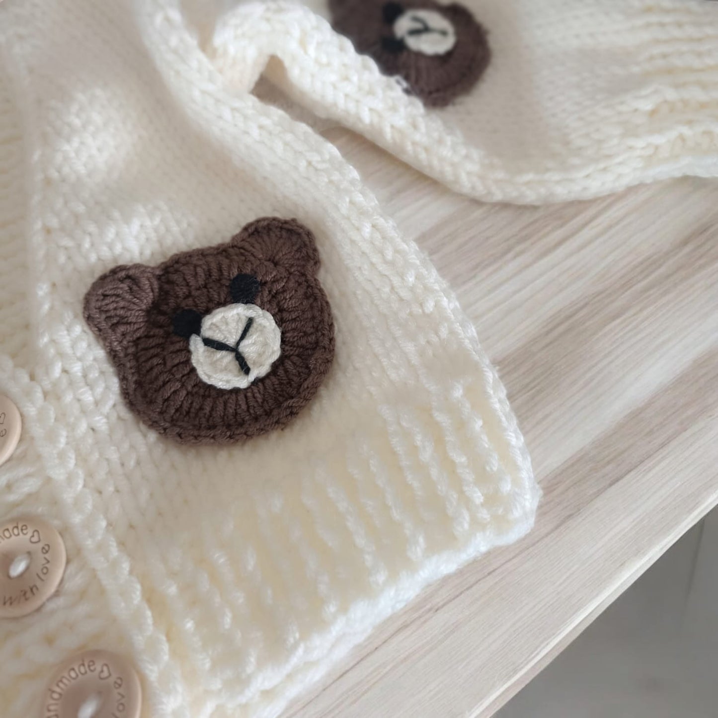 Pre order Hand knitted teddy bear cardigan/ jumper