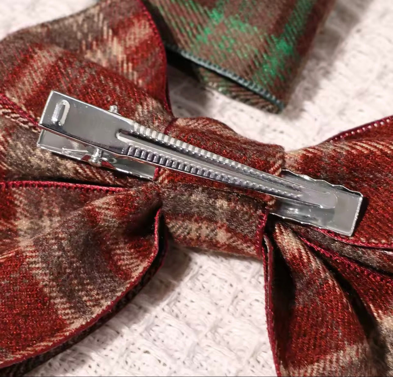 Velvet tartan hair bow