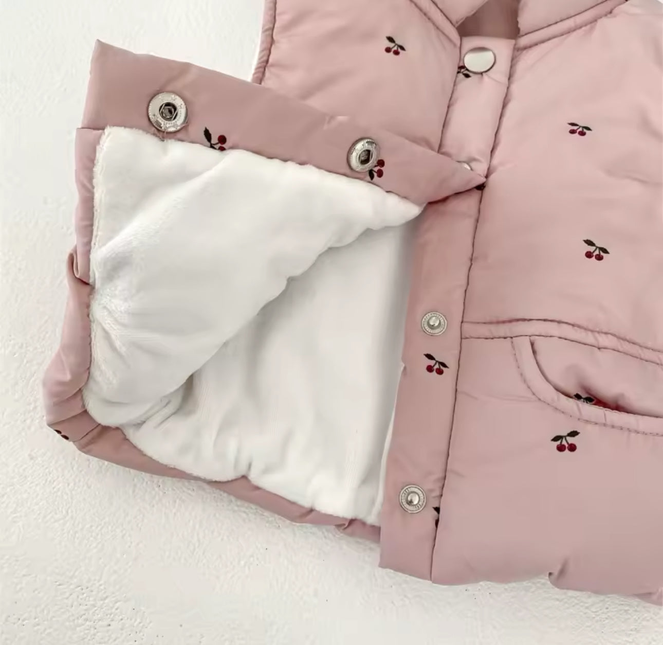 Baby pink spring cherry gilet