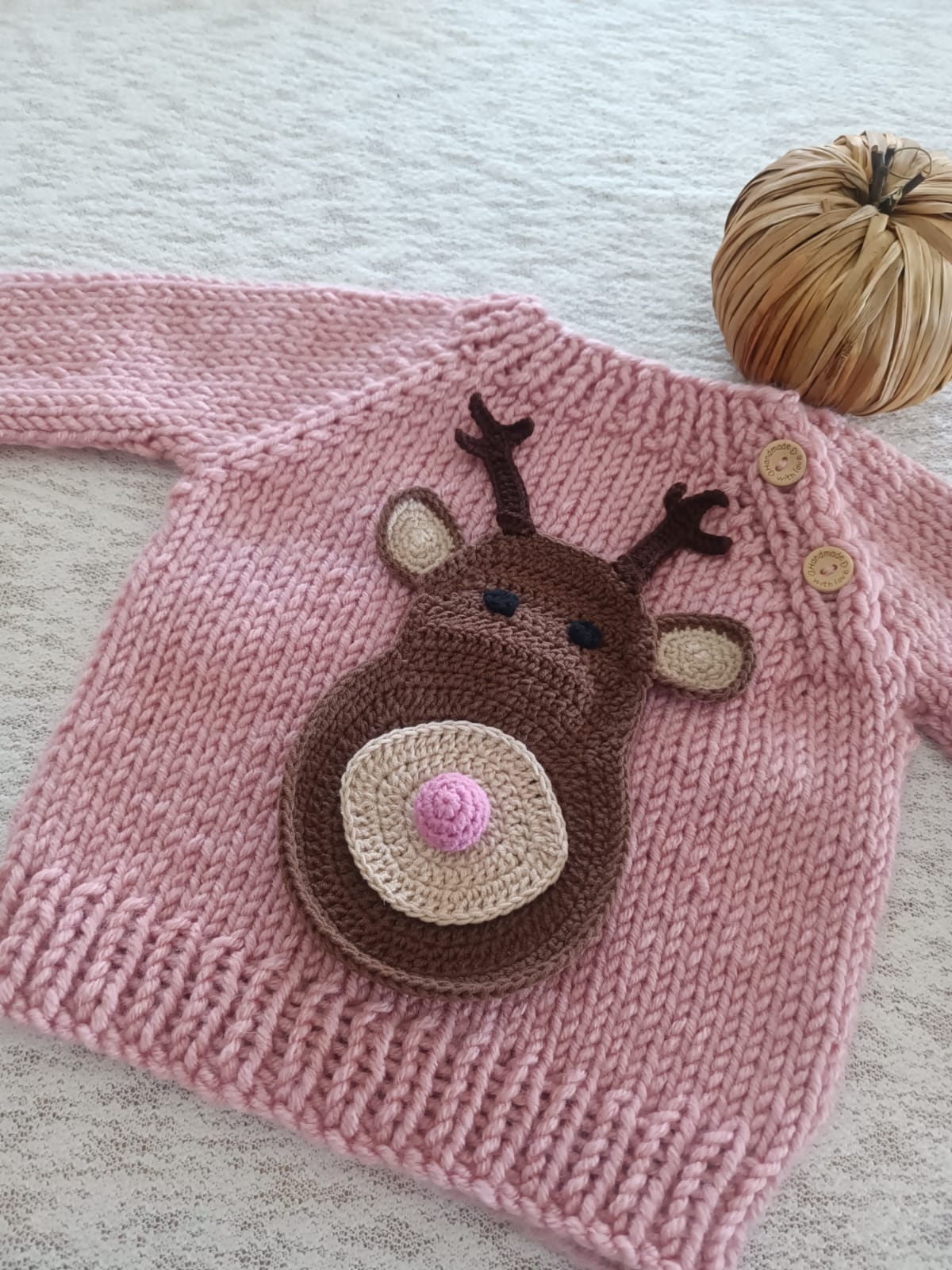Pre order Christmas reindeer hand knitted jumper