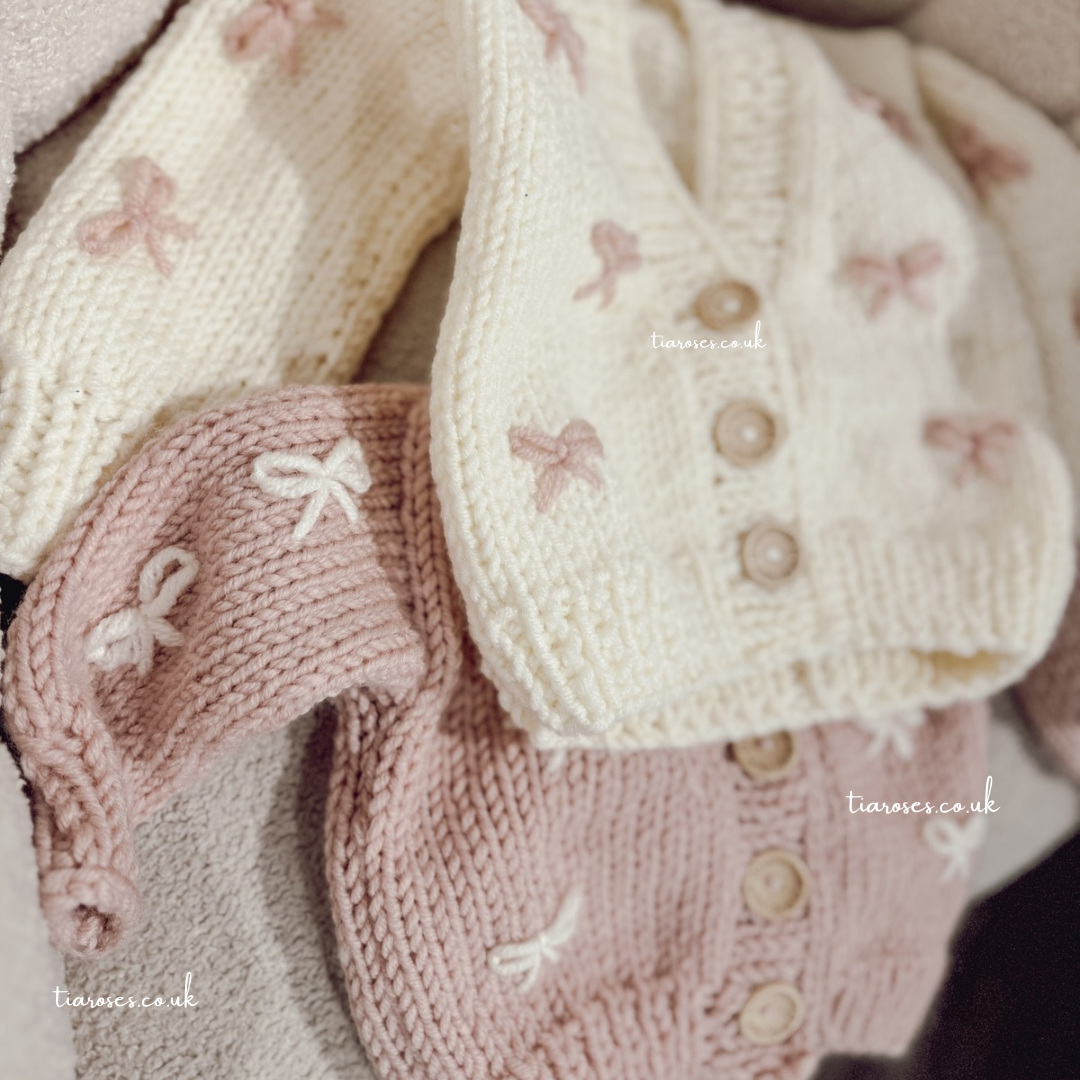 Pre order New collection handknitted loop bows cardigan