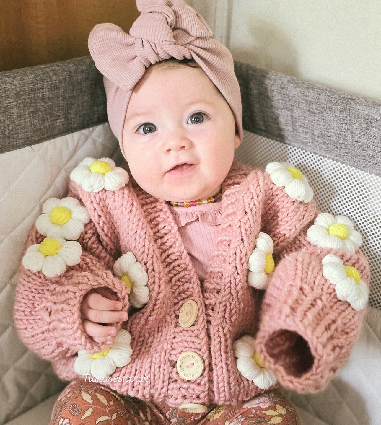 New summer hand knitted daisies cardigan in stock