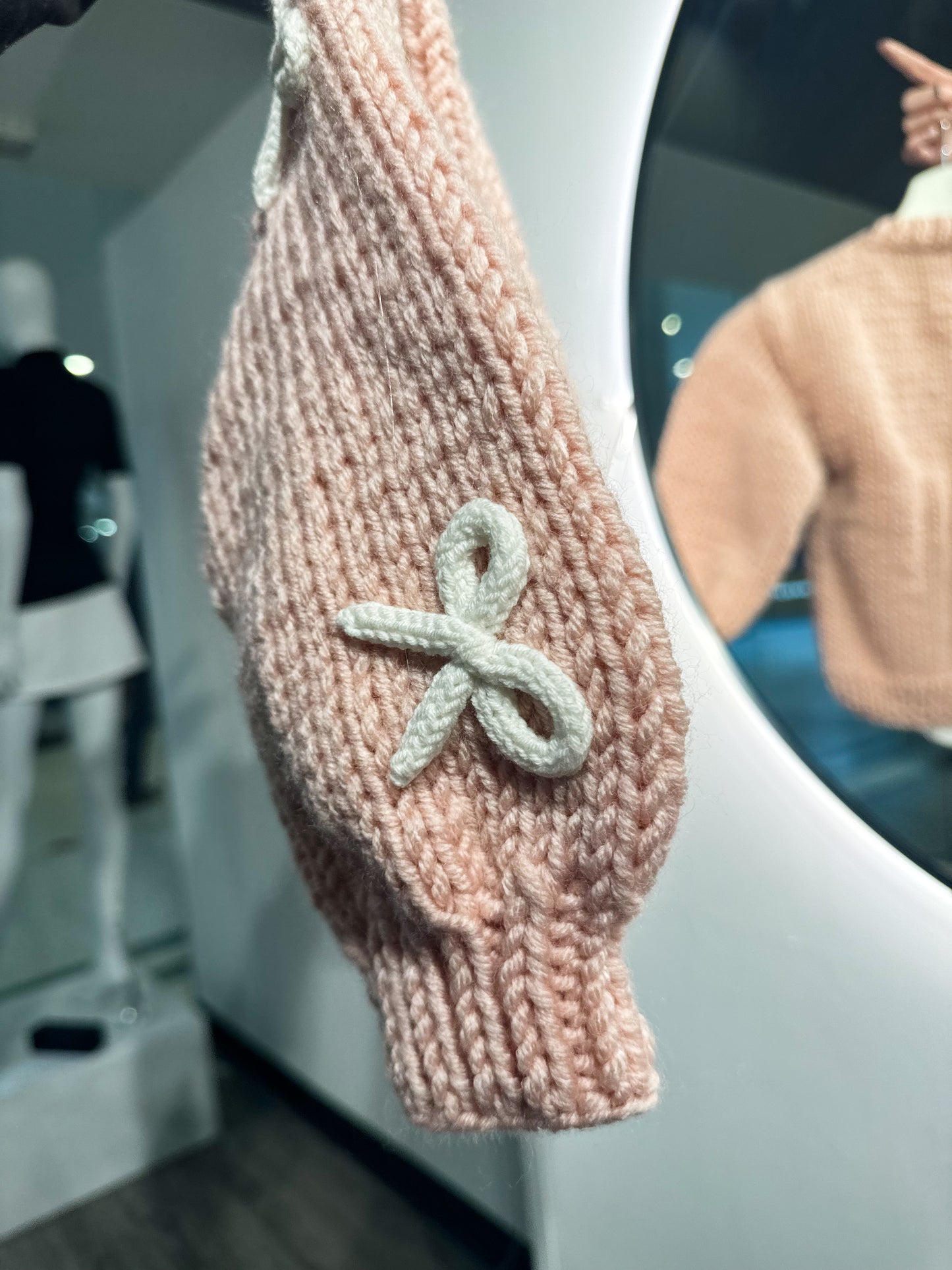 Handknitted rope bow cardigan