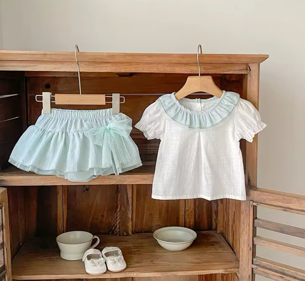 Sage green two piece spring summer set