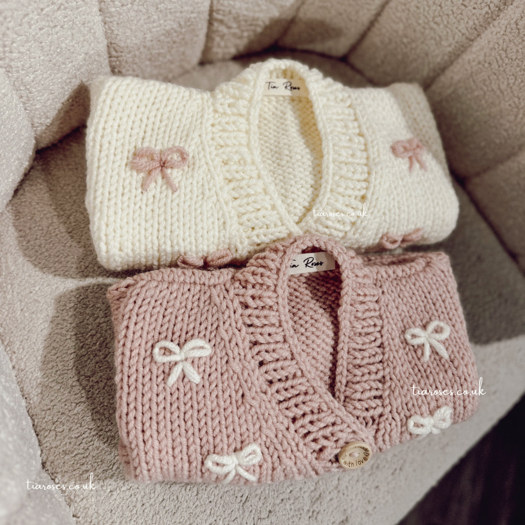 Pre order New collection handknitted loop bows cardigan