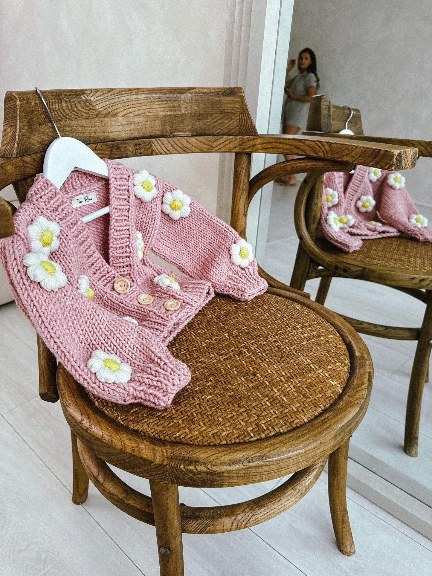 New summer hand knitted daisies cardigan in stock