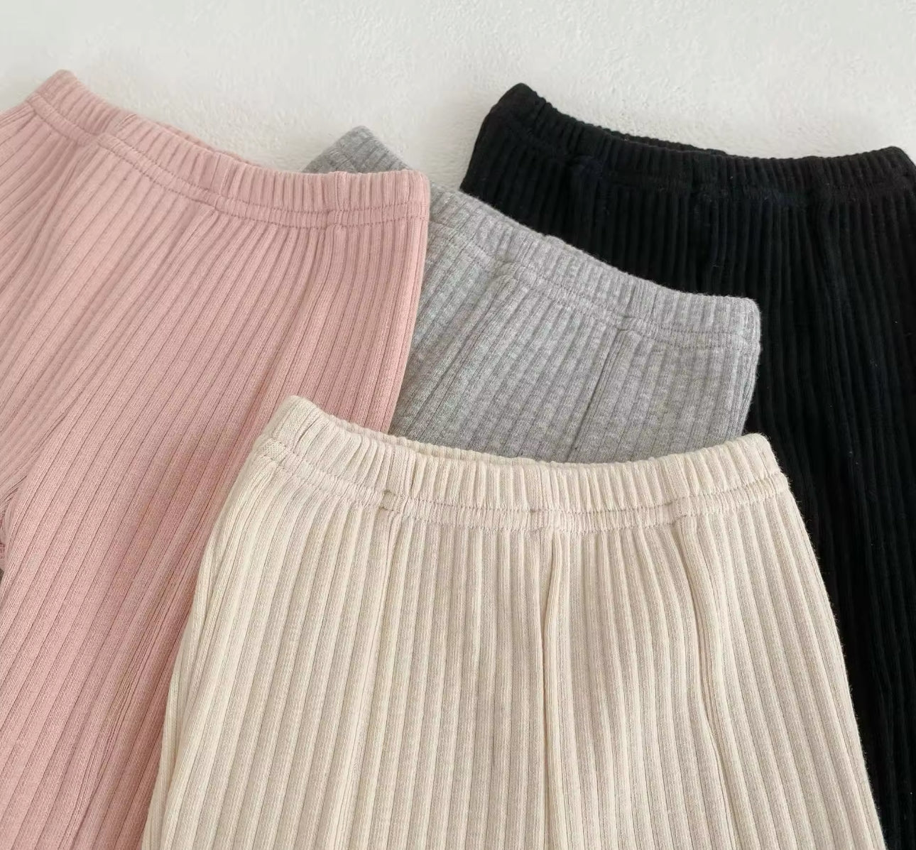 Pre order thick ribbed cotton leggings with bow
