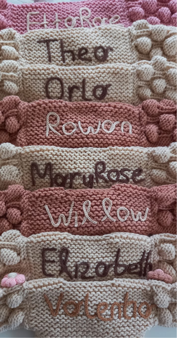 New handknitted name personalised bolero