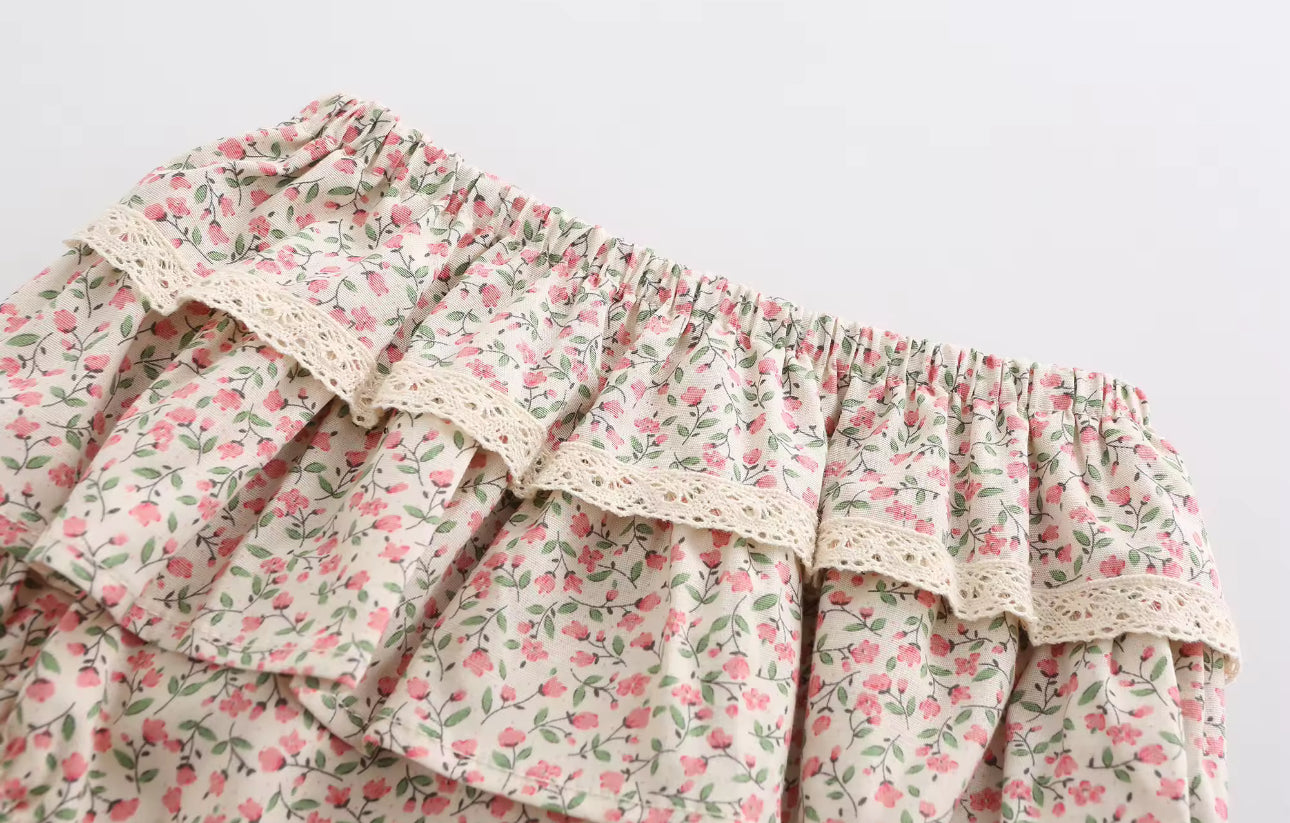 Summer boho pink tie back top/bloomers