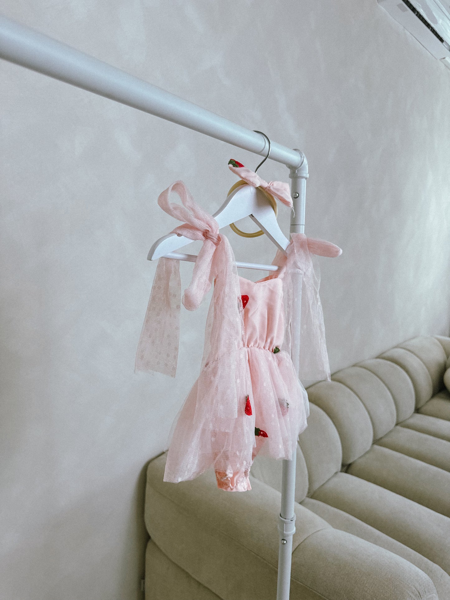 Summer pink strawberry tutu & headband set