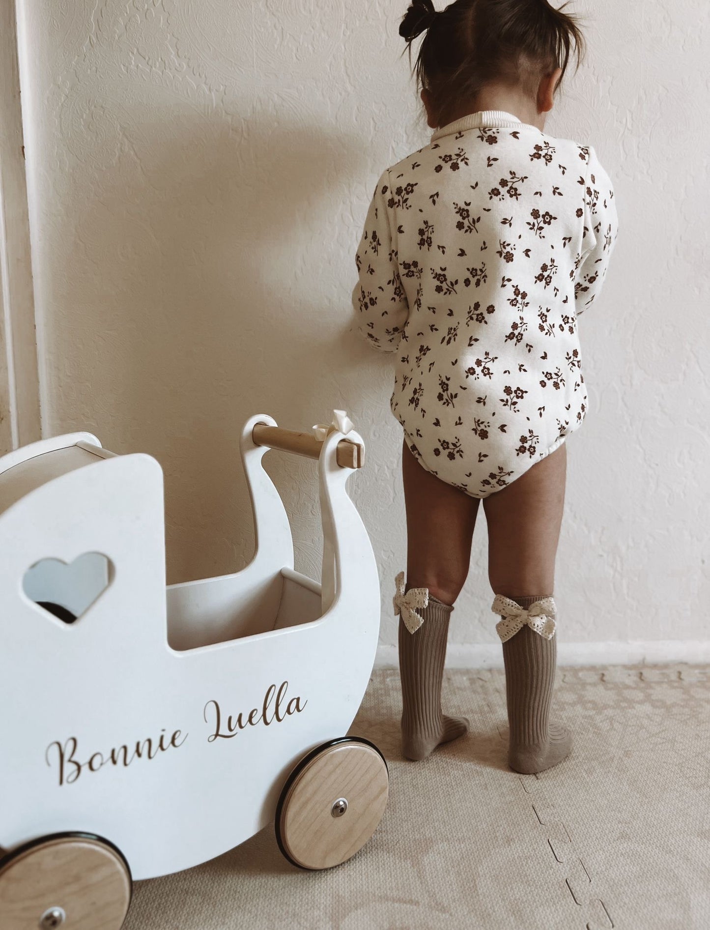 In stock spring handmade fleece lined floral romper