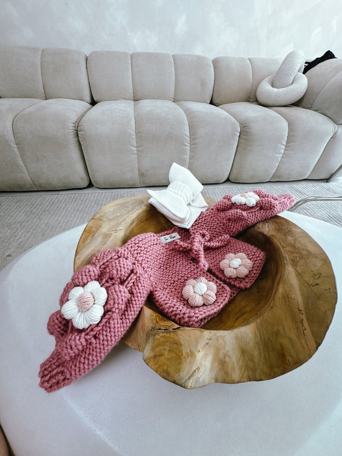 Chunky knitted summer bow headband in stock