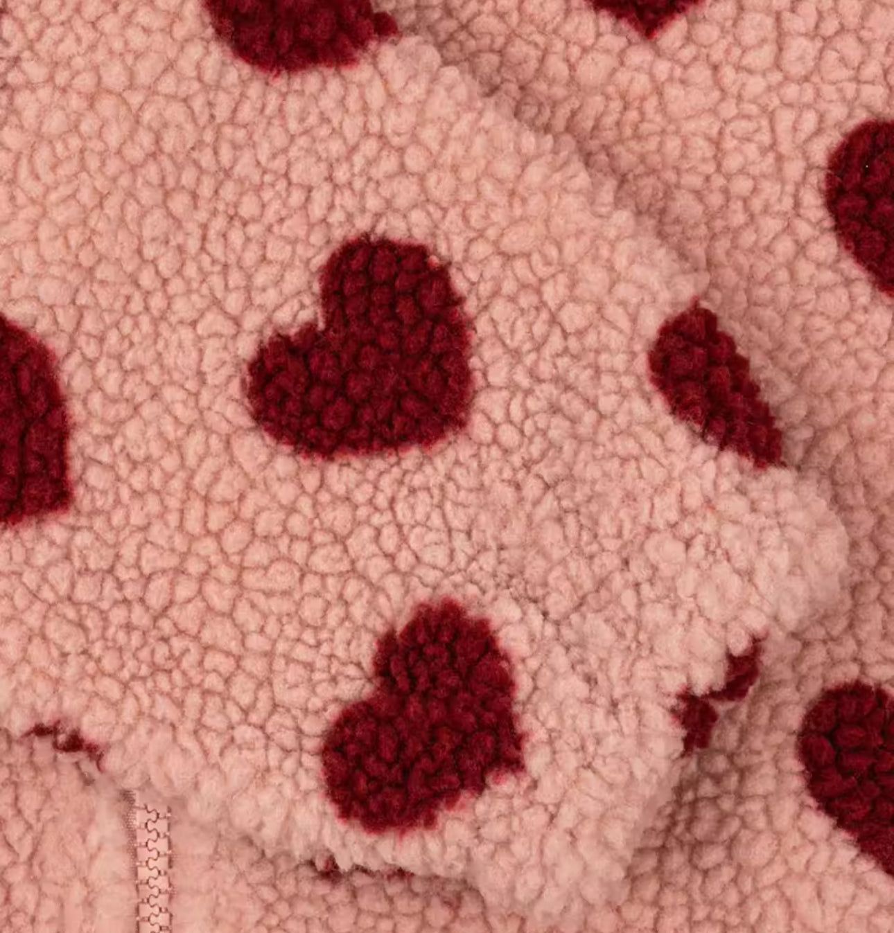 Thick pink and red heart zip fleece