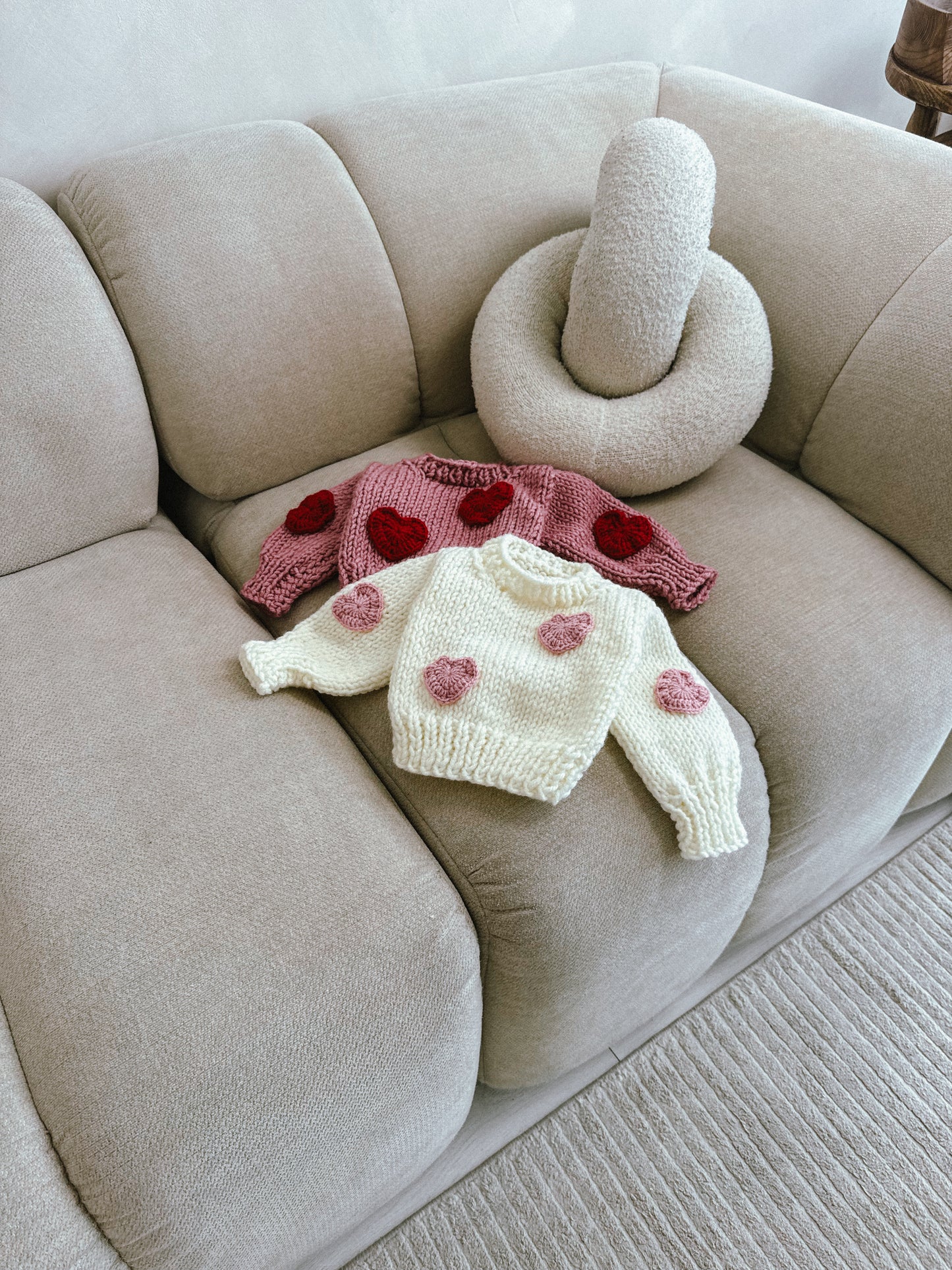 Handknitted heart in stock summer jumper
