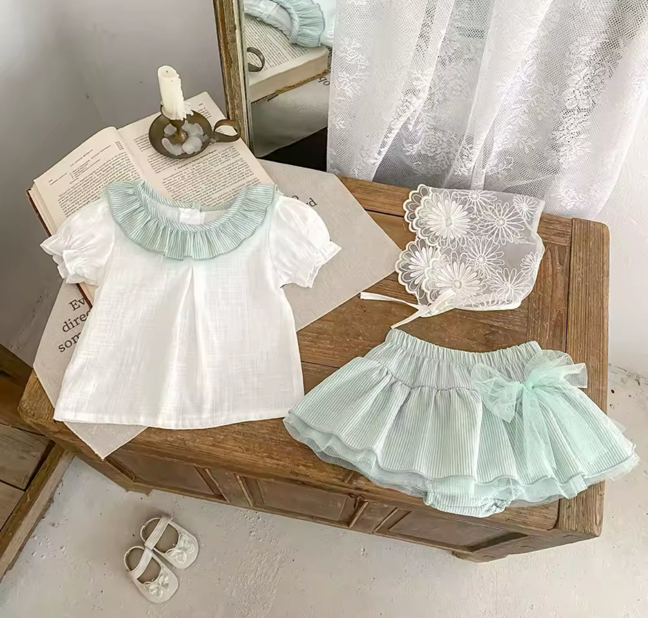 Sage green two piece spring summer set