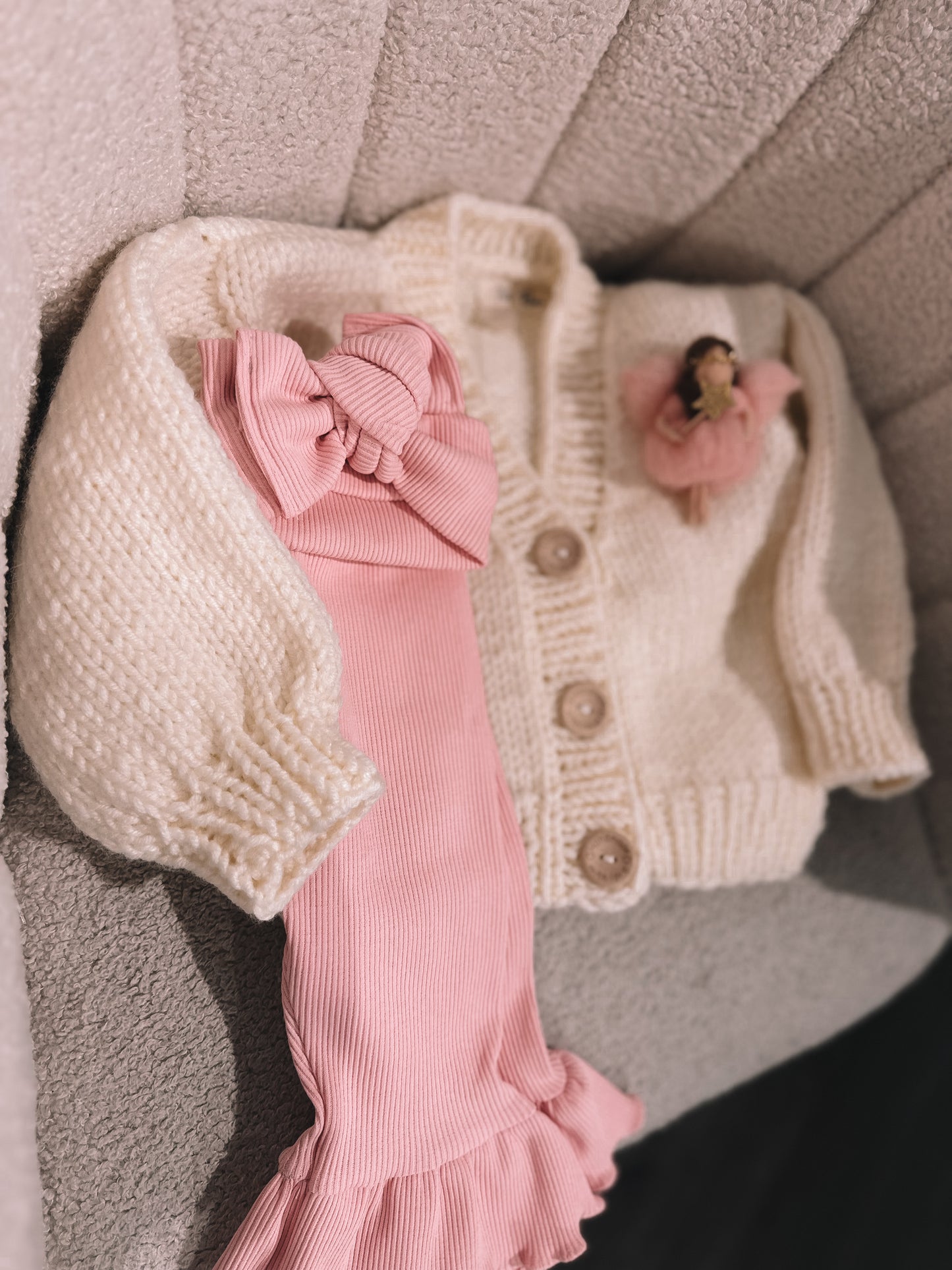 In stock spring handmade organic cotton legging and bow set