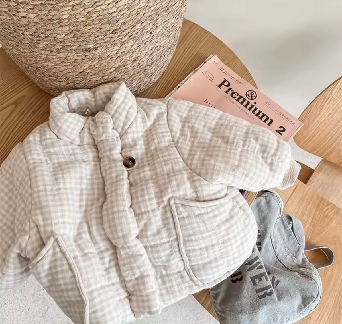 Thick plaid fleece lined zip up jacket