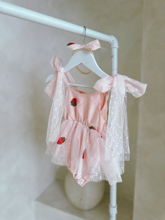 Summer pink strawberry tutu & headband set