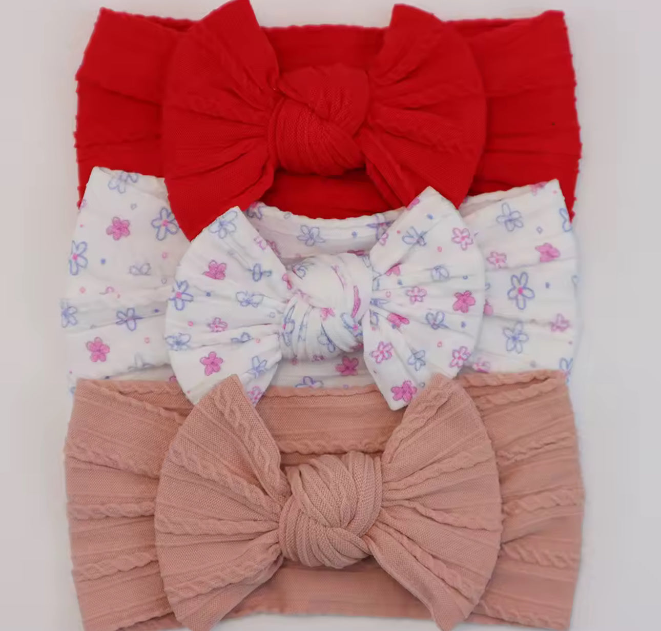 3 pack headband set red/pink/ditsy