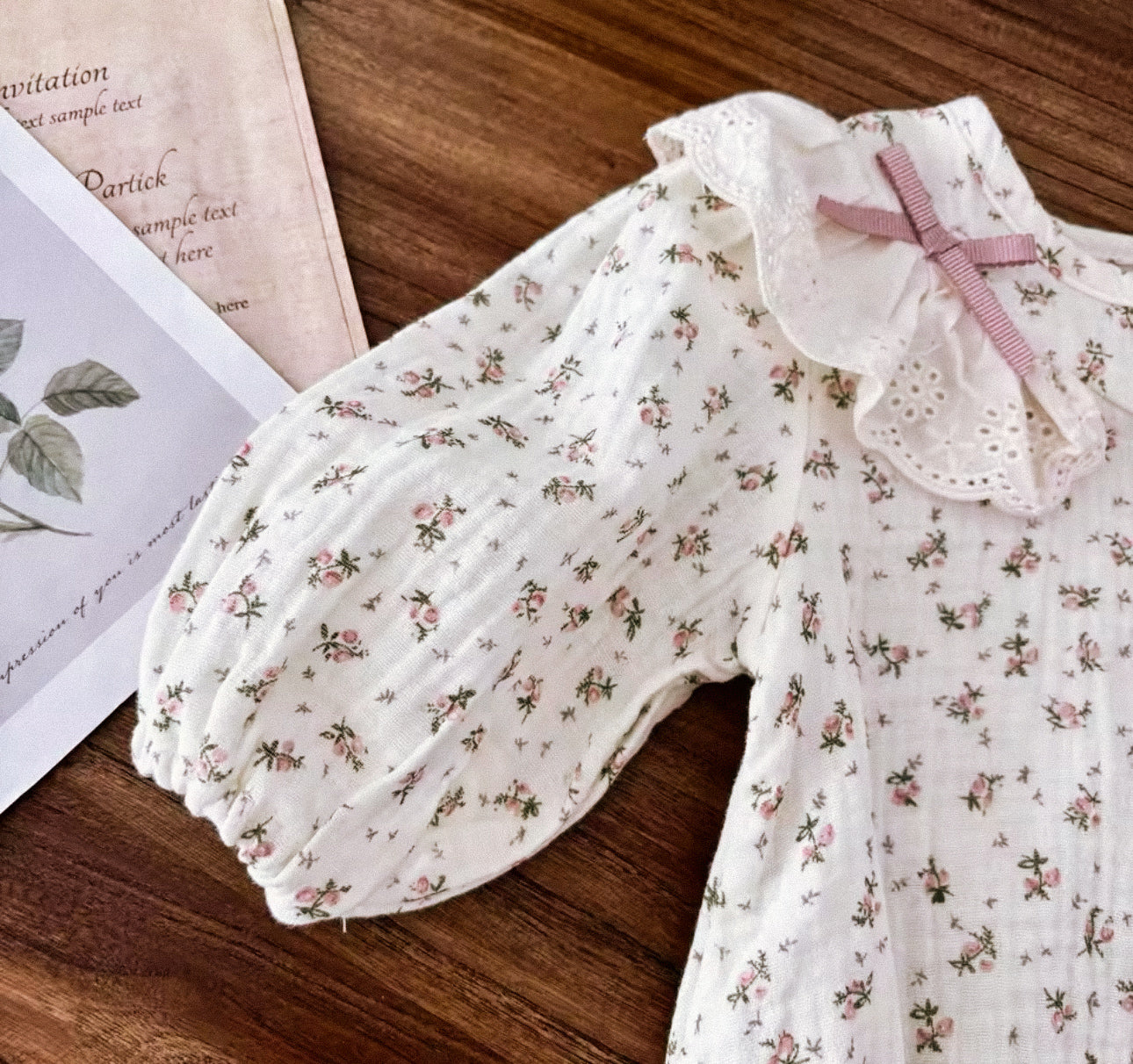 Spring summer dusky pink floral muslin romper (pre order)